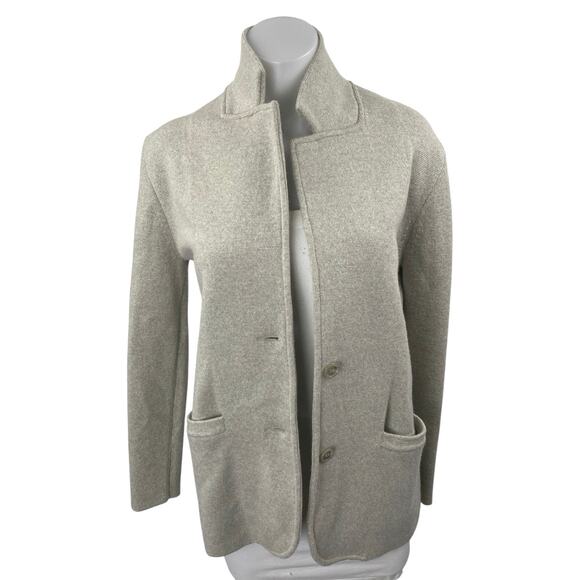 J.Crew 100% Merino Wool Women's Gray Button Long Sleeve Blazer Coat Jacket Sz XS - Picture 1 of 4